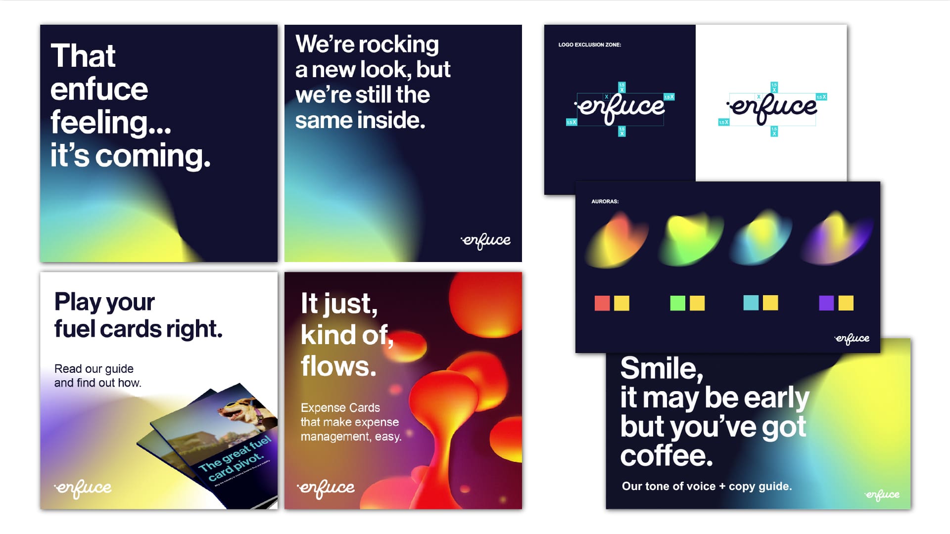 Visuals of various Enfuce campaign graphics for digital ads