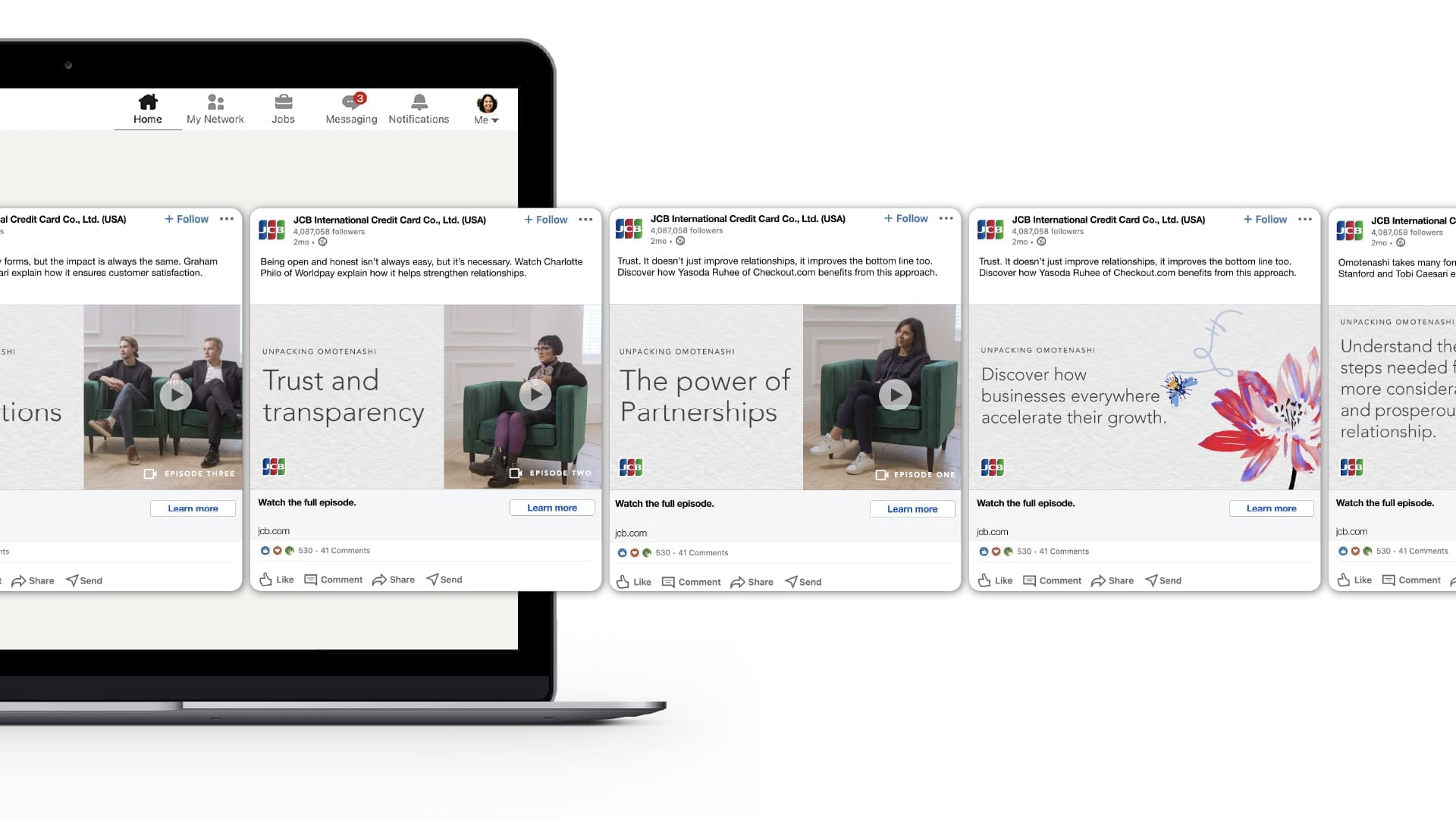 Social campaign visuals from the JCB 'Better with Omotenashi' campaiign