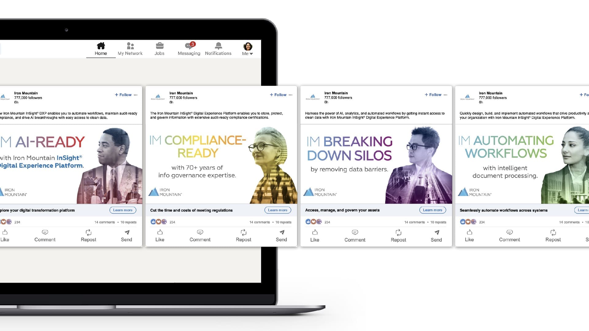 'I'm Compliance Ready' - Iron Mountain paid social campaign visuals