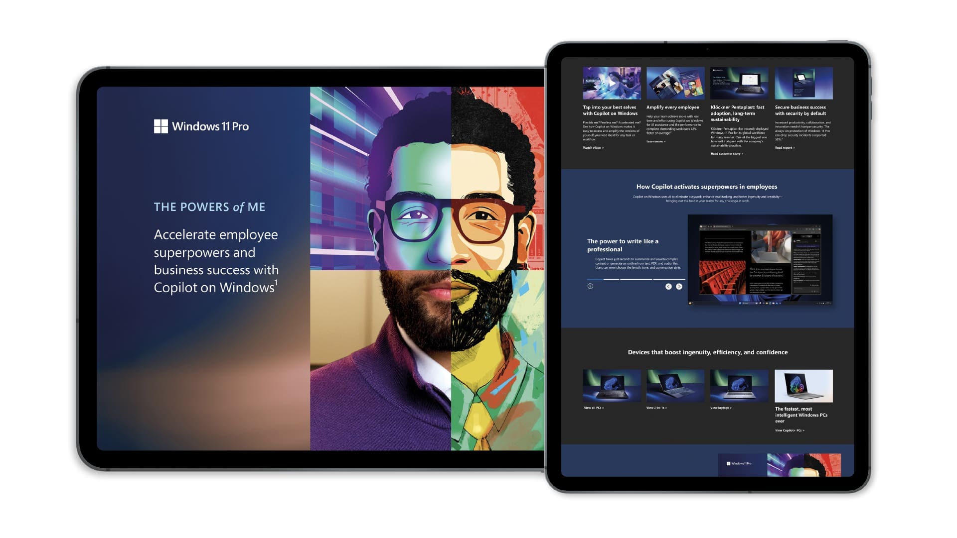 Windows 11 Pro campaign microsite visuals