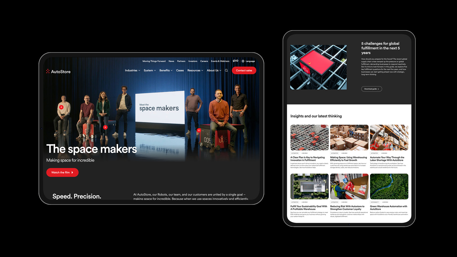 Autostore 'The Space Makers' website visuals