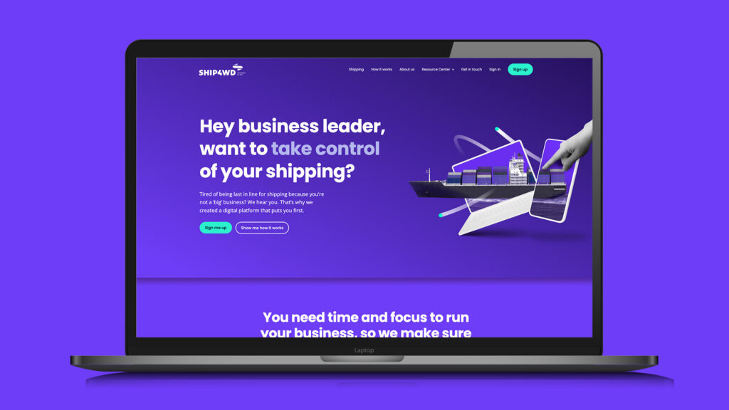 A screenshot of the Ship4wd website