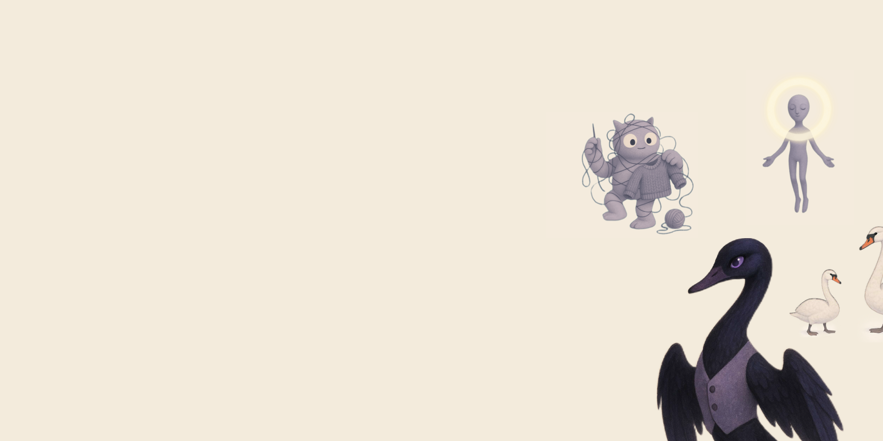 Animated characters from The Yes Advantage, representing different behavioural biases